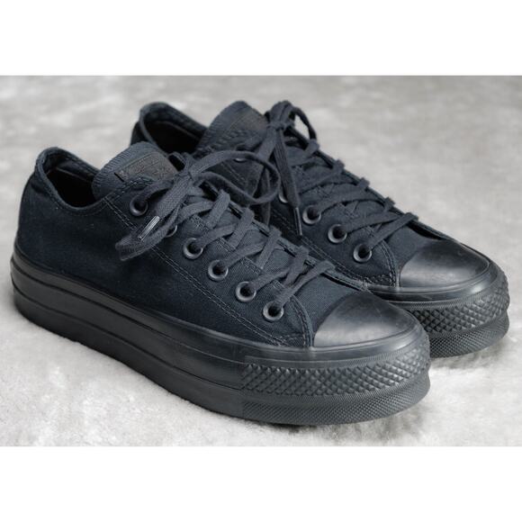 Converse Chuck Taylor All Star Triple Black Platform Sneakers Womens Size 7 - Picture 1 of 16